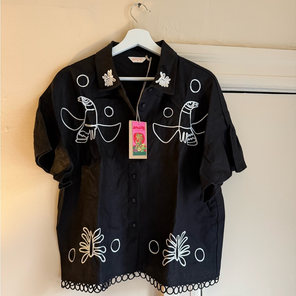 Gorman Black Shirt with White Patterns